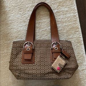 Coach top handle signature c fabric bag